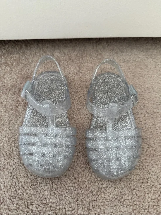 Old Navy Toddler Silver Glitter Jelly Sandals