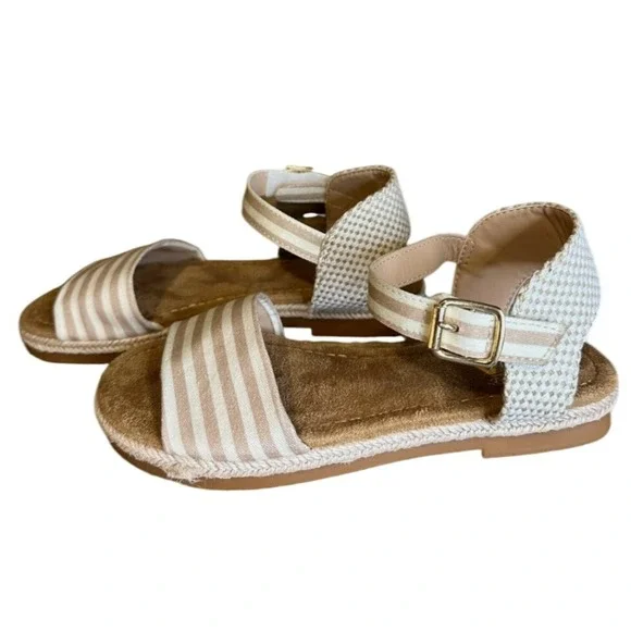 MIA Espadrille Sandals Ankle Strap Striped‎ Casual Shoes Size 3