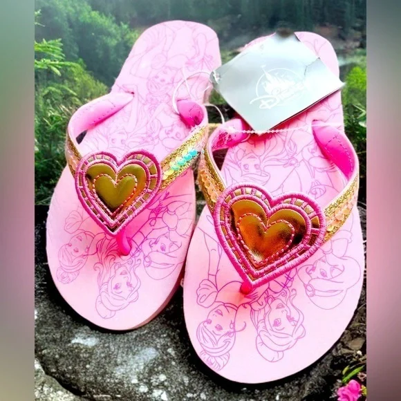 Disney Store Princess Flip Flops | Cinderella, Belle & Jasmine | Youth Size 2-3