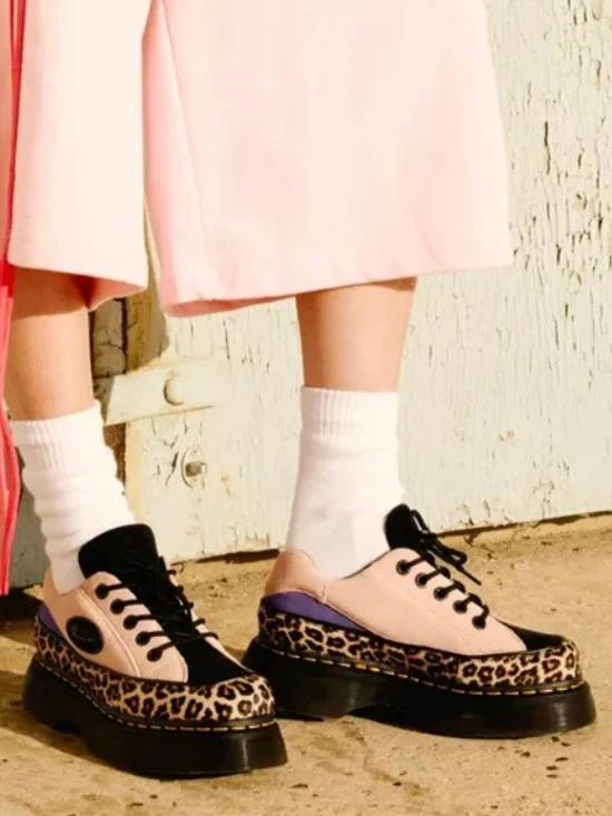 Dr Martens Buzz 5-Eye Leopard and Suede Shoes Ladies Size 7