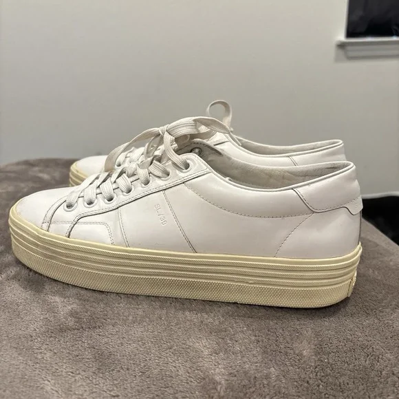 Saint Laurent Signature Court Classic SL/39 Womens 7.5 White Platform Sneakers