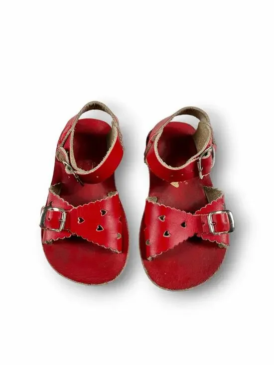 Salt Water Sweetheart Red Leather Sandals Size 6 Toddler