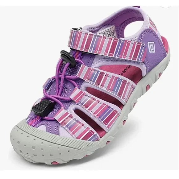 DREAM PAIRS Boys Girls Closed-Toe Outdoor Summer Sport Sandals