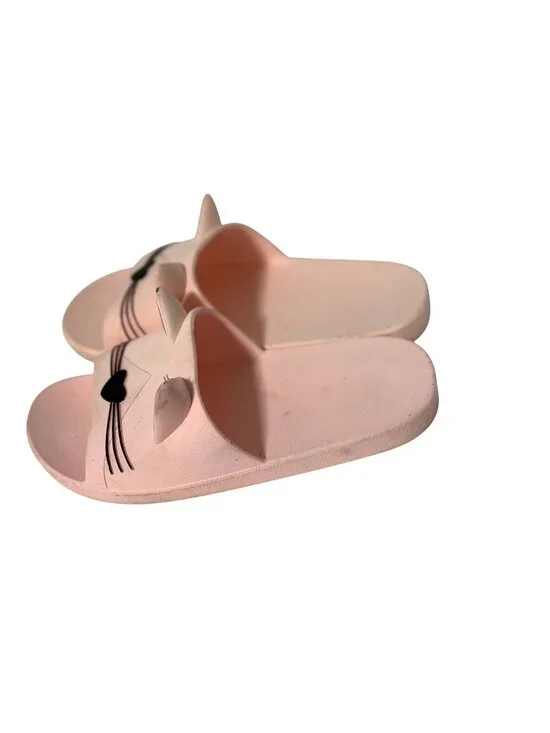 Girls Size 4 36 240 Pink Cat Themed Slide Sandals Slipper Shower Wet Kitty Kitte