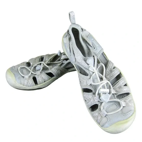 KEEN Sandals Sparkle Girl Y 1 Medium Sandal Silver Synthetic Drawstring‎