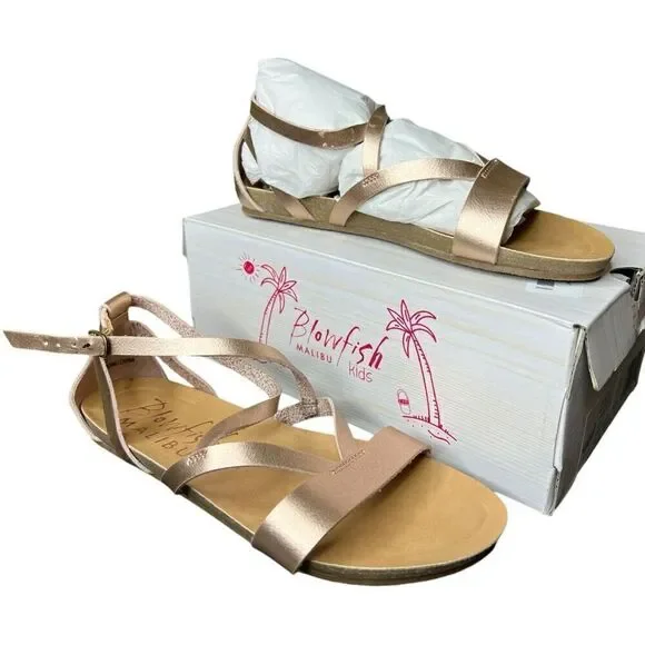 NEW Blowfish Malibu Kids Gorgeous-K Pearl Rose Gold Dyecut Sandals 4