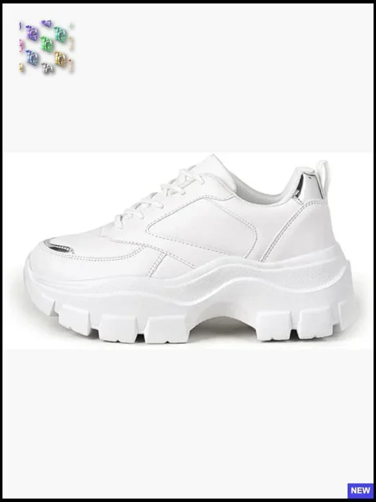Chunky Platform Sneakers Hologram Lace-Up Casual Fashion Walking Sport Shoes