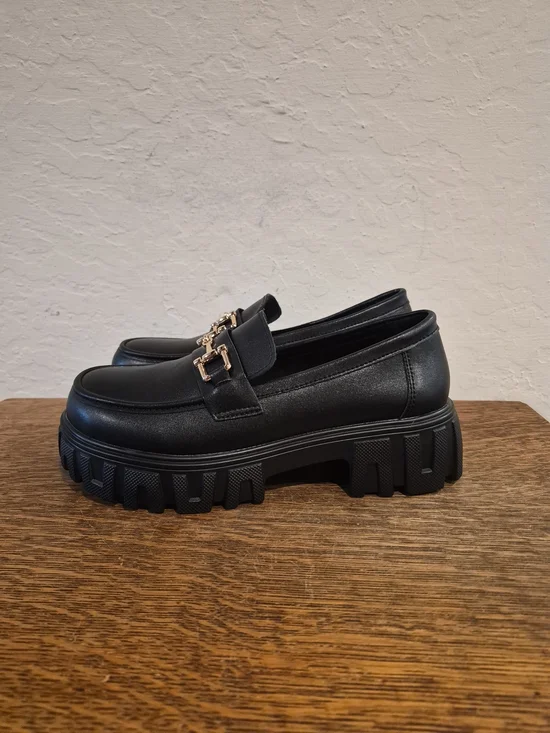 Black Chunky Platform Loafers  Women's Size US 7.5