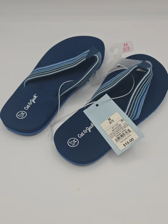 Cat & Jack Boys Blue Flip Flops Size 2/3