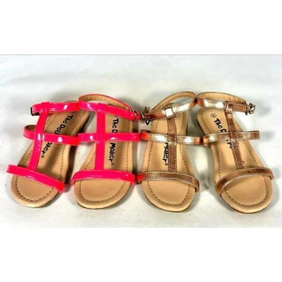 The Doll Maker Toddler‎ Girls Gladiator Sandals Lot of 2 Size 9 Pink Gold New