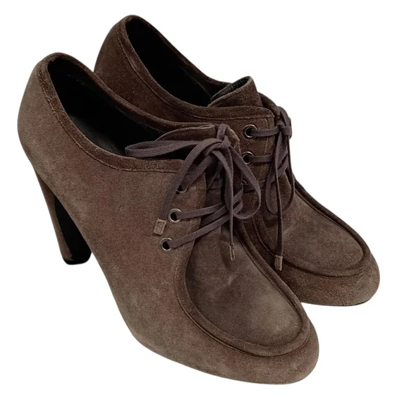 Stuart Weitzman Women's Suede Lace Up Loafer High Heels 3.75