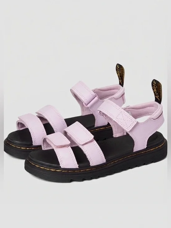 Dr. Marten's Kids Klaire Sandal Pale Pink Athena Strap Sandals with Black Sole