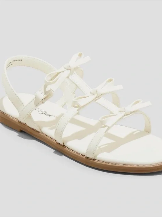 Girls White Cat & Jack Brand  Strappy Bow Flat Sandals