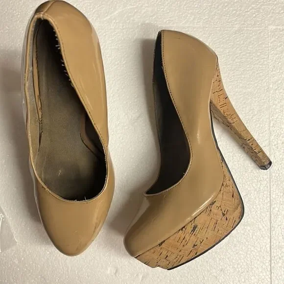 🔥4/$25 MICHAEL ANTONIO TAN CORKSCREW PLATFORM HIGH HEELS, 7.5