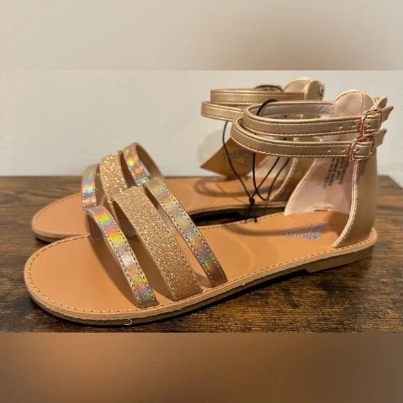 Thereabouts Big Girls Addison Rose Gold Sandals NWT Size Big Girls 5