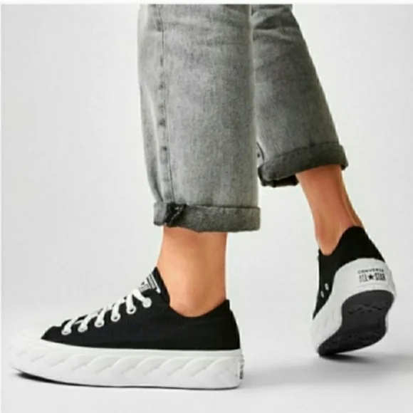 Converse Black and White Platform Low Top Sneakers