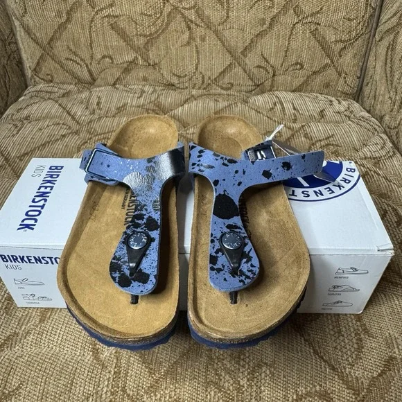 Birkenstock‎ Gizeh Kids BS Sprays Blue K13 Narrow NWT!