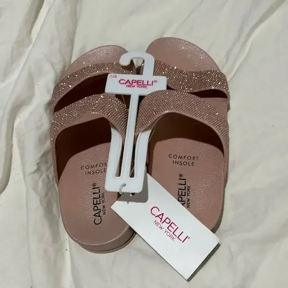 Capelli New York 1/2 molded footbed slides bling glimmer tops pink nwt