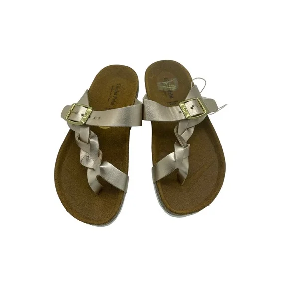 Giulia Palai Kids Metallic Gold Braided Thong Sandals Made in Italy Size 3