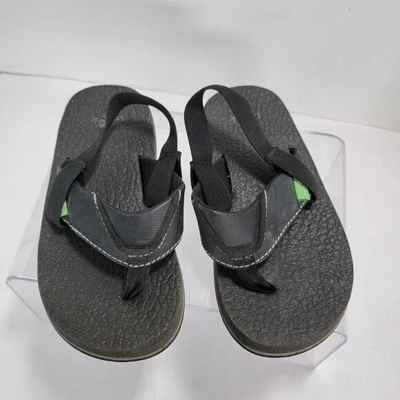 Sanuk Sandals Toddler 11-12 Beer Cozy Slingback Black Comfort Pull On‎ Flats
