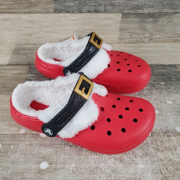 Crocs Classic Lined Santa Clogs Sz C5 5 Childrens Sandals Christmas Holiday‎
