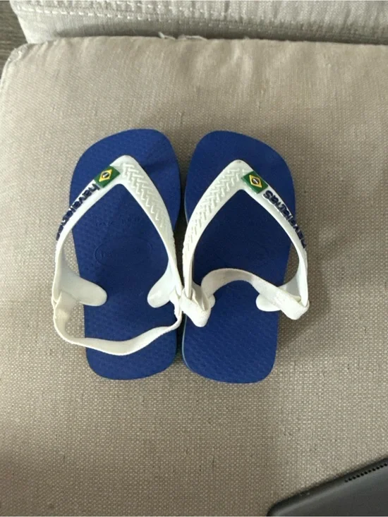 Havaianas Kids Royal Blue Flip Flops with White Straps
