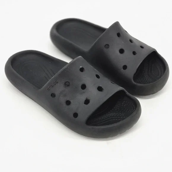 Crocs Classic Slide Black Comfort Sandals Youth J3 Slip On Gorpcore Loungewear