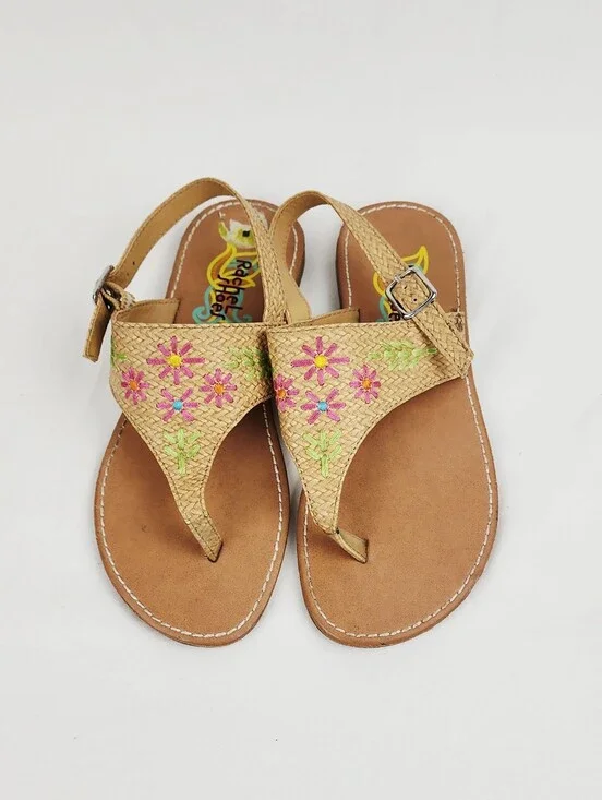 Rachel Shoes Girl Tan Emboidery Sandals