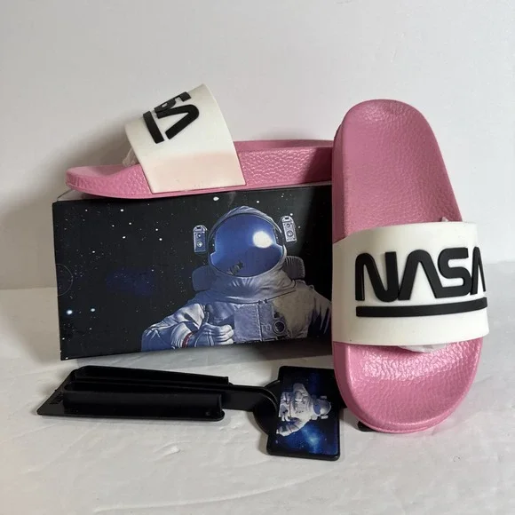 NASA Lightweight Slip-On Crater-G Sandal Slide Kids‎ US Size 2 Pink/White NEW
