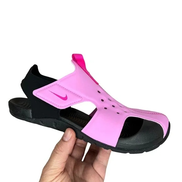 Nike‎ Youth Girls Sport Sandals Size 3Y Pink Black Lightweight Comfortable Shoes