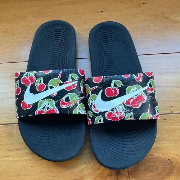 Nike Black Red Cherry Slides