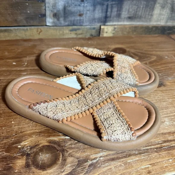 Girls Crochet Sandals Crossover Slides Girls Size‎ 2.5