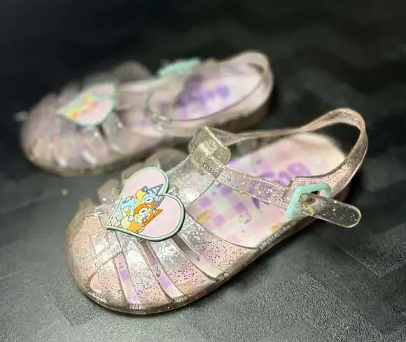 Bluey and Bingo Toddler Girls Jelly Fisherman Sandals with Heart Embellishments,
