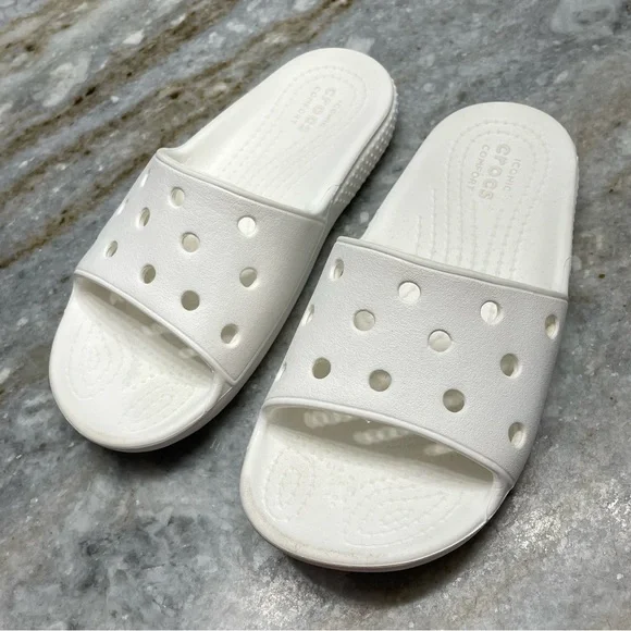 CROCS Classic Slides Sandals White Slip On Kids Shoes Toddler C 12