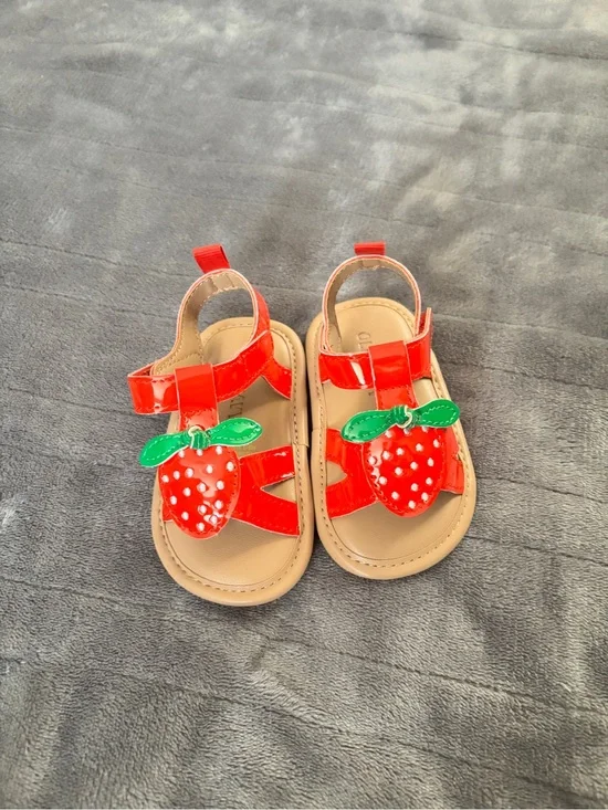 Kids Strawberry Patent Sandals - Red