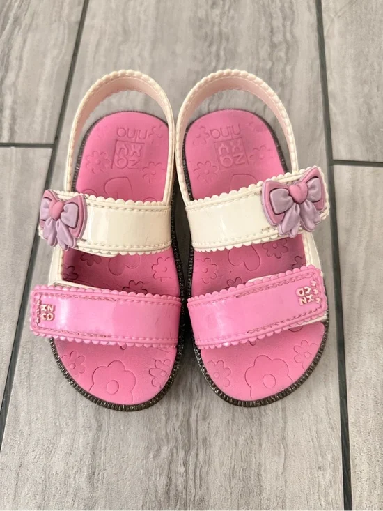 Zaxy Kids Pink & Cream Bow Sandals