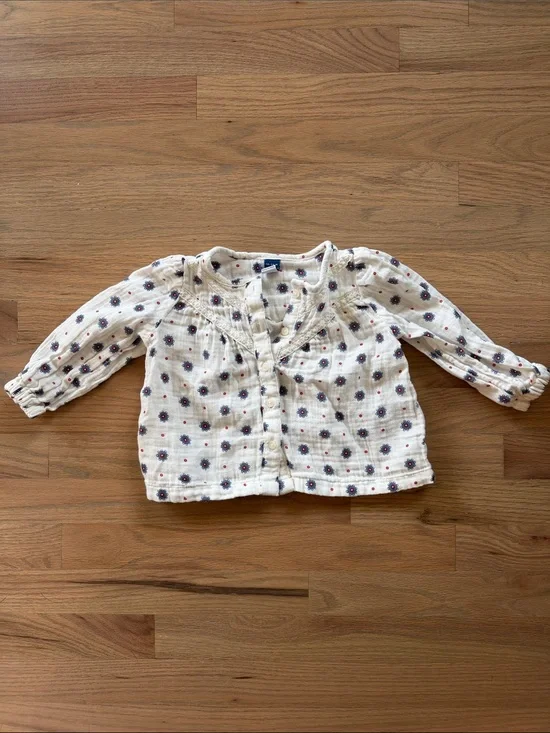 Old Navy Toddler Girls' Cream Floral Button-Front Top 18-24M