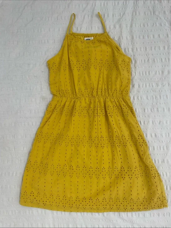 Old Navy Yellow Eyelet Cami Sundress Girls Size Large (10-12)