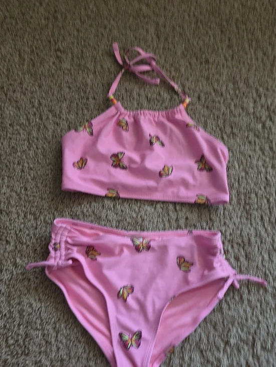 Old Navy Pink Butterfly Two-Piece Girls Swim Set
