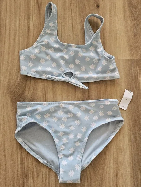 NEW Old Navy Light Blue Daisy Print Bikini Set