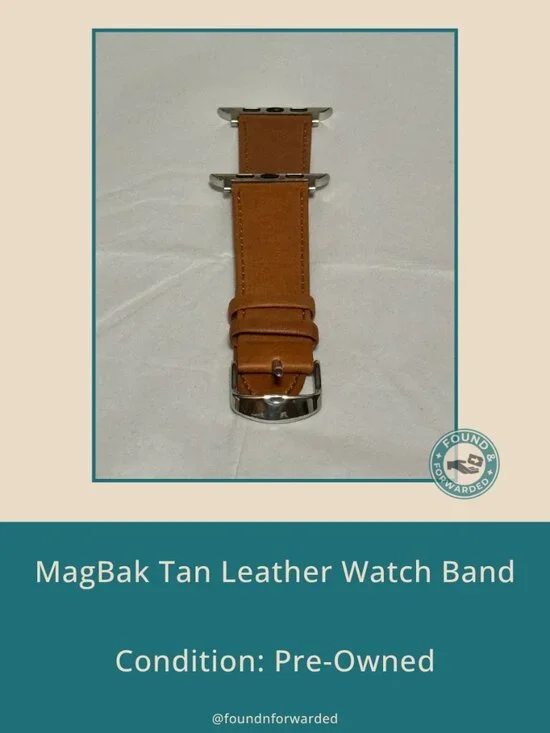 MagBak Leather Apple Watch Band Large 42-45mm Stainless Steel Buckle Tan
