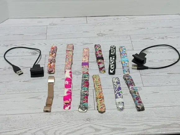 Fitbit Alta 2 Brand Chargers & 12 Different Generic Flower Bands For Model FB406