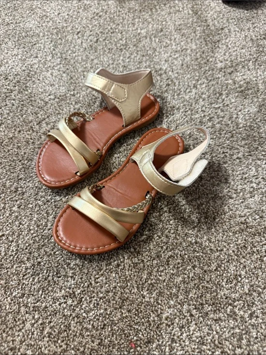 Kids Metallic Gold Strappy Sandals - Comfortable Summer Shoes