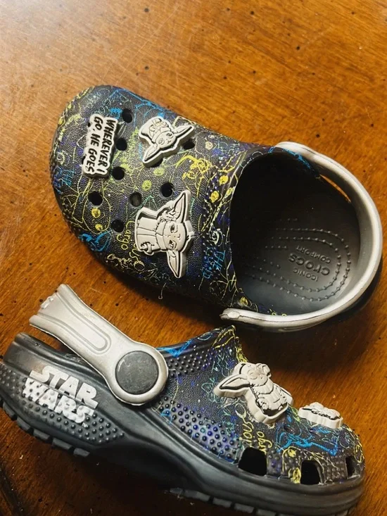 CROCS Kids' Star Wars Grogu Black with Blue & Yellow Splatter Clog