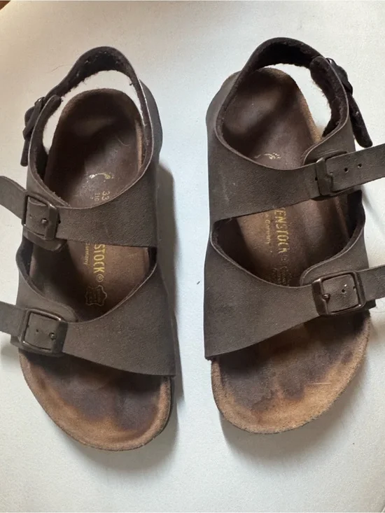 Birkenstock Kids Dark Brown Suede Double-Buckle Sandals