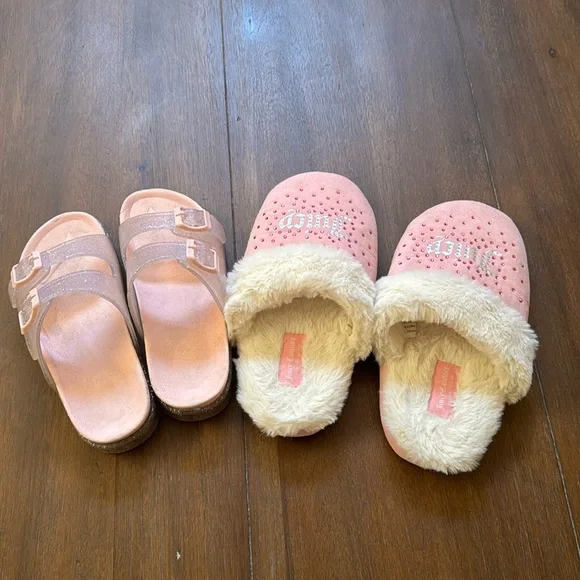 Size 2/3 Juicy Couture slippers and generic pink slides