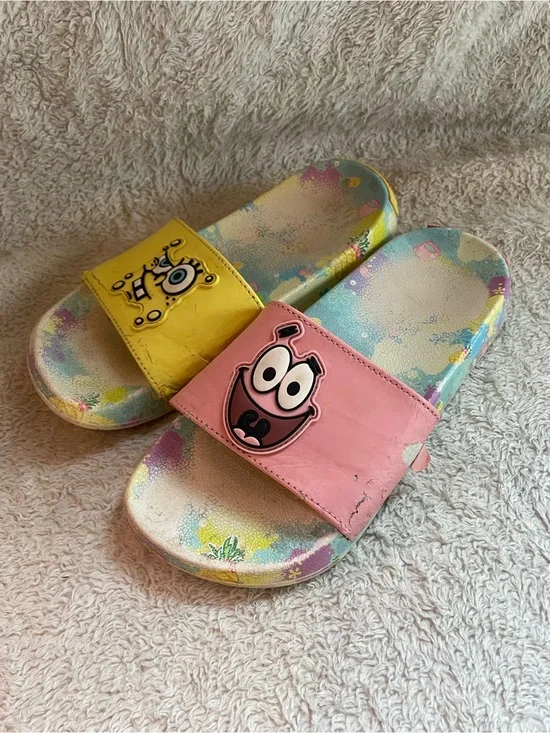 Kids Cartoon Slide Sandals - Pink & Yellow