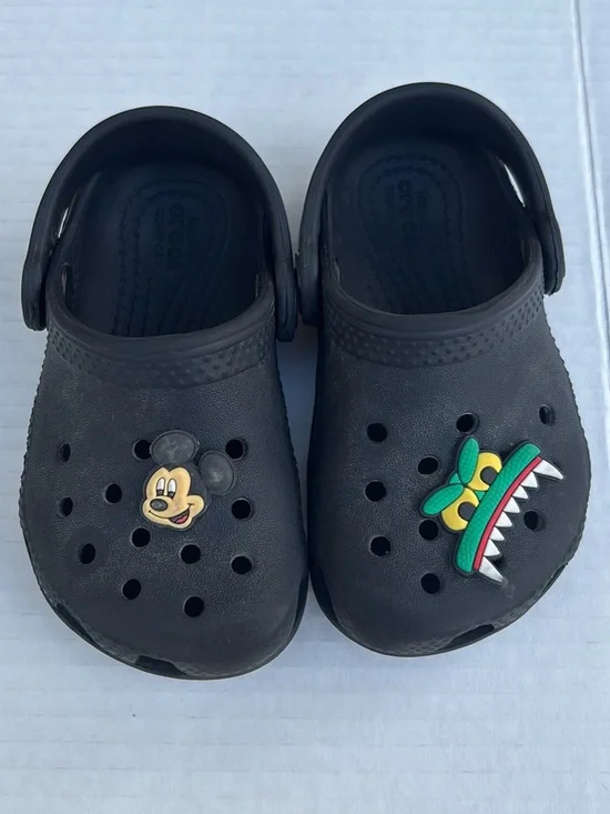 CROCS Black Kids Clogs with Mickey & Monster Jibbitz