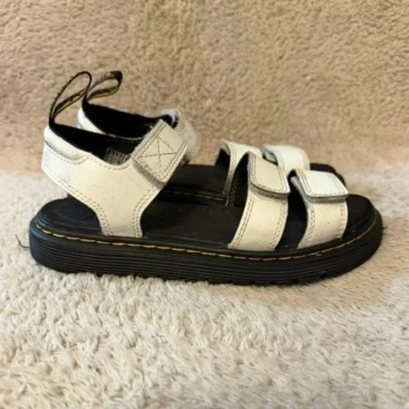 Dr. Martens Klaire J White Hydro Leather Strappy Sandals Kids US 4M 5L EU 36