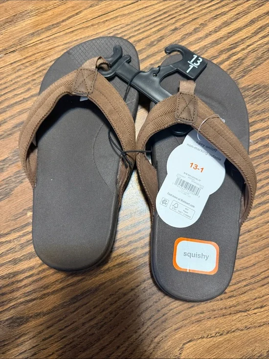 wonder nation Brown and Dark Brown Boys Flip Flop Sandals
